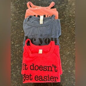 Workout Graphic Tank Tops - Red, Blue, Pink/orange 
Size XS